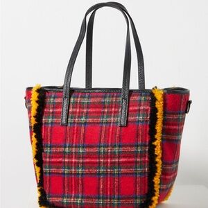 ISO Bonamano & Ferrari/ Exquisite J/ Anthropologie plaid woven tote